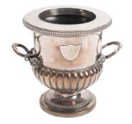 An Edwardian Royal Yacht Squadron silver plated trophy in the form of a of a campagna shaped