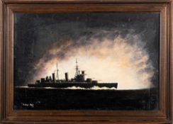 Michael Mees (20th Century) - 'Fire' HMS Sheffield,