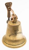 The ship's bell for the MFV 'White Heather VI' square suspension over body with filled incised
