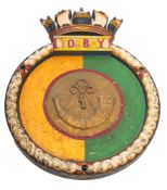 The alloy screen badge from the Royal Navy T- class submarine HMS 'Torbay' (N79),