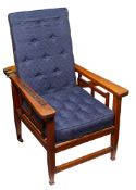 HMS 'Renown' A reclaimed ships timbers teak plantation style reclining open armchair,