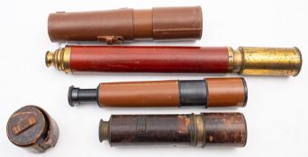 A late 19th century mahogany and brass single draw telescope, unsigned,