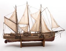 A scratch bilt model of a clipper 'Sea Queen' fully rigged over fitted deck,