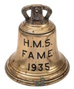 The ship's bell from the Royal navy F-class destroyer HMS 'Fame' 1935 (H78),