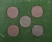 A group of nine Board of Trade Rocket Apparatus Proof of Service at a Wreck Medallions, unnamed,