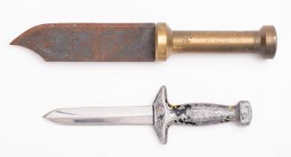 A French scratch built steel and brass diver's knife,