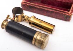 A 19th century brass five draw pocket telescope, unsigned,
