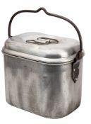 A Royal Navy aluminium 'Fanny', maker Pyramid, 4 gallon size, 34cm wide.