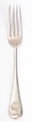 A silver plated fork from RYS 'Terra Nova' British Antarctica Expedition 1910, by Waller & Hall,