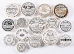 A group of fifteen various potlids for Cold Creams, Toothpaste and Shaving cream etc,