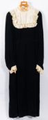 A 1960s Quad velvet and lace evening dress.