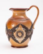 A late Victorian Doulton Lambeth salt glazed jug 'Bitter