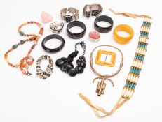 A small parcel of various of costume jewellery including a continental silver Art Deco style