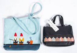 Two Radley leather handbags. Comprising one Gnomes and one Beach Hut pattern.