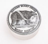 A Victorian Prattware 'Russian Bear's Grease, Nicely Scented.