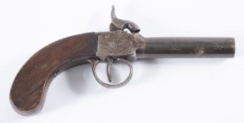 A 19th century boxlock percussion cap pistol, unsigned,