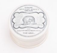 A Victorian Prattware 'Genuine Bear's Grease For Beautifying & Nourishing The Hair' potlid and base