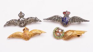 Two 9ct gold and enamel RAF sweetheart brooches.