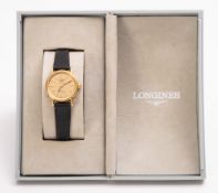 A lady's gold plated Longines Presence wristwatch.