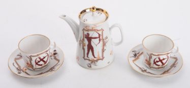 Olympics interest. A 1980 two piece coffee set by Lomomosov, St Petersburg.