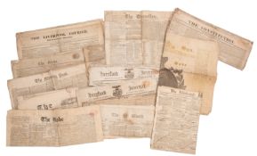NEWSPAPERS. A collection of newspapers,