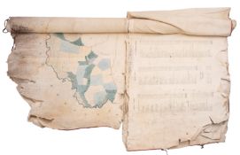 DEVON. Rolled map, laid on linen in two