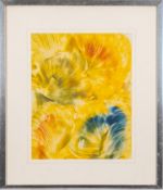 Marion Meathrel (Contemporary) - Abstract in yellow - 'Wax' painting - Label verso - 34.5 x 27.