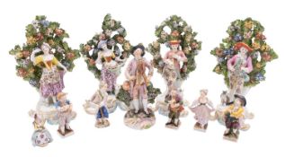 Ten primarily Continental porcelain figures,