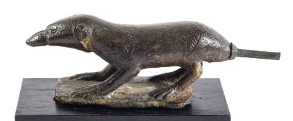 AN EGYPTIAN BRONZE MODEL OF A SHREW, LATE PERIOD, CIRCA 664-332 CENTURY B.C.