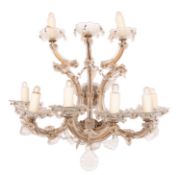 A pair of moulded glass and metal nine-light wall appliques, in 18th century taste,