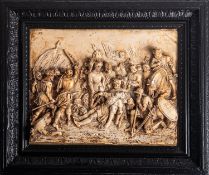 A plaster relief depiction of a battle,