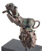 A ROMAN BRONZE PANTHER PROTOME WITH SATYR MASK CIRCA 2ND-3RD CENTURY A.D.