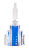 Attributed to Karl Palda a clear and blue flashed glass 'skyscraper' scent bottle and stopper,