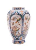 A Dutch Delft vase attributed to Johannes Gal and of hexagonal oviform