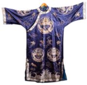 A Chinese silk embroidered 'Dragon' robe,