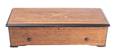 A walnut and marquetry cased musical box,