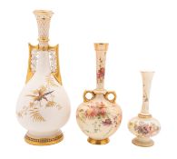 Three Royal Worcester porcelain vases,