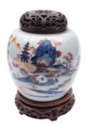 A Chinese verte-imari ginger jar,