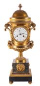La. Bergmiller a Paris, a substantial early 19th Century French gilt-brass and marble mantel clock,