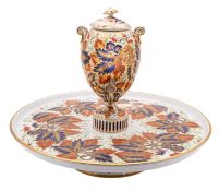 A Copeland porcelain Lazy Susan samovar, decorated in an Imari pattern,
