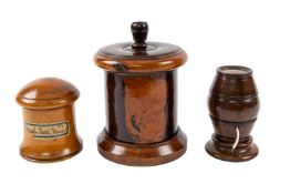 A lignum vitae string barrel,