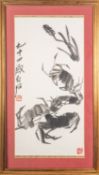 A Chinese ink drawing after Qi Baishi crabs and water plants bears signature 'Baishi