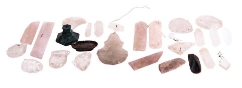 A quantity of rock crystal and other hardstone specimens; including a small oval dish,