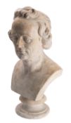 A plaster library bust of a gentleman, previously identified as Felix Mendelssohn,