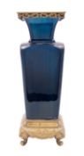 A Continental blue-glazed ormolu mounted vase,