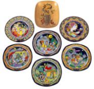 Seven Rosenthal porcelain plates decorated after designs by Bjørn Winblad comprising six Christmas