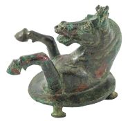 A ROMAN BRONZE HORSE PROTOME CIRCA 2ND CENTURY A.D. (probably harness of chariot fitting), 6cm.
