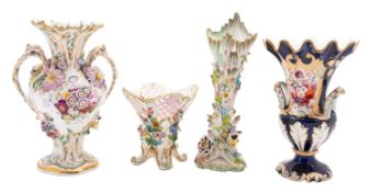 A group of four Coalbrookdale and other similar vases,