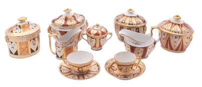 A mixed lot of early Coalport porcelain, 1800-1820 decorated predominantly in iron-red and gilt,