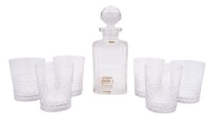 Val St. Lambert whisky decanter and six matching tumblers